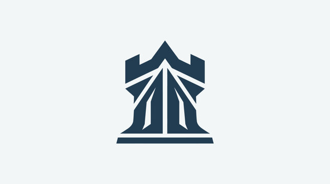 Abstract Castle Tower Logo in Blue