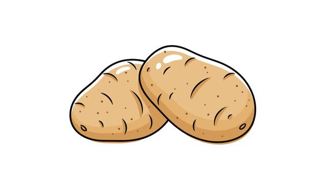 Two whole raw potatoes with light brown skin and visible texture shown together in a simple cartoon-style illustration.