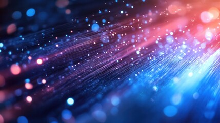 Obraz premium Fiber Optic Cable With Glowing Pulses of Light