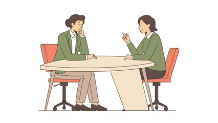 Fototapeta premium Two women in a business meeting, discussing ideas at a table.
