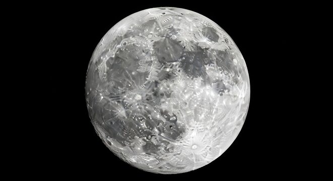 Detailed Full Moon with Intricate Surface Textures Illuminated Against a Dark Sky