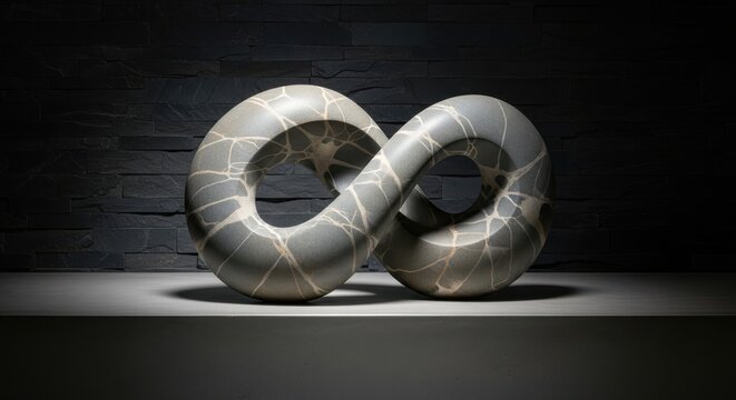Abstract Infinity Sculpture in Natural Stone Finish Displayed Artfully