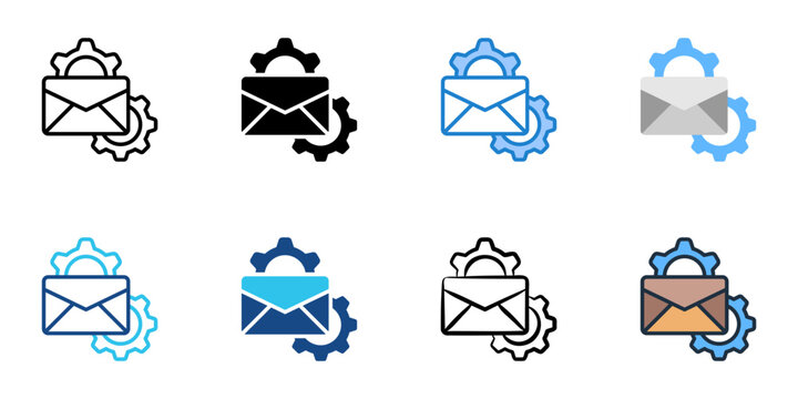 Email system icons set multiple style collection. Editable stroke 
