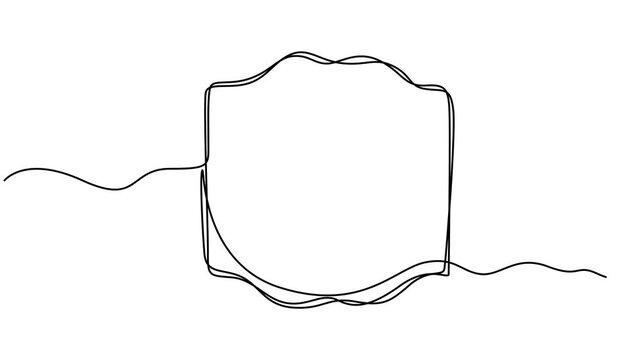 frame continuous one line drawing animation, Continuous line frame one pencil border square art black vector doodle. Frame scribble continuous shape blank stroke drawn simple linear box background