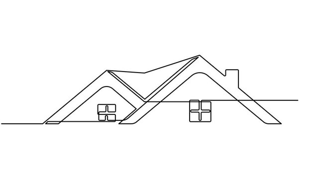 house continuous one line drawing animation, Self animated minimalist continuous line drawing of a house isolate vector illustration, Heart inside house continuous one line drawn animated video.