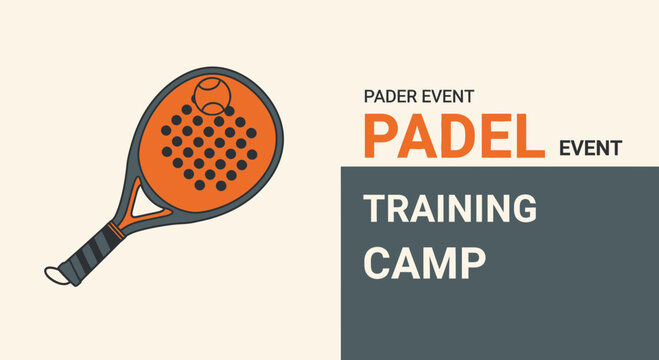 Modern Padle Training Camp Advertisement Featuring Graphic Illustration And Bold Typography