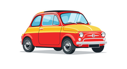 Fototapeta premium Vintage Red and Yellow Small Car.
