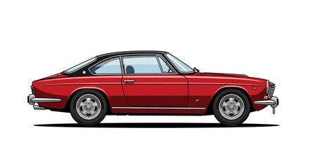 Fototapeta premium Vintage Red Sports Car Side View.