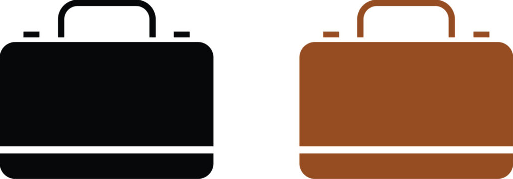 Simple black and brown suitcase icons on white background