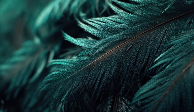 Dark green feathers displaying detailed texture and layered structure