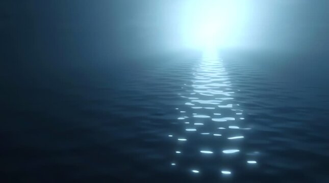 A serene view of the sea s surface reflecting the sunlight in a radiant display capturing the atmosphere of a vast aquatic expanse The illuminated horizon emanates a heavenly luminosity