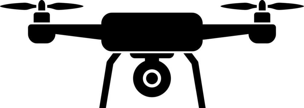 Drone quadcopter icon silhouette vector illustration featuring aerial photography motifs, surveillance design, mechanical structure, and modern technology symbol