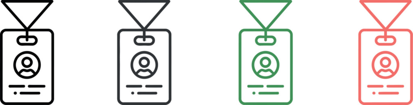 Identification badge icons minimalist vector set id cards employee access event pass personal identification symbols isolated transparent background clean design