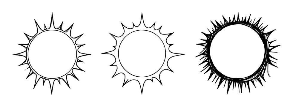Solar eclipse set with an annular ring and clean line art design featuring astronomical phenomena, celestial events, sun with moon and space