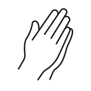 Minimalist vector illustration of hand folded in prayer. A clean outline symbol representing faith, spirituality, and easter devotion with an editable stroke.