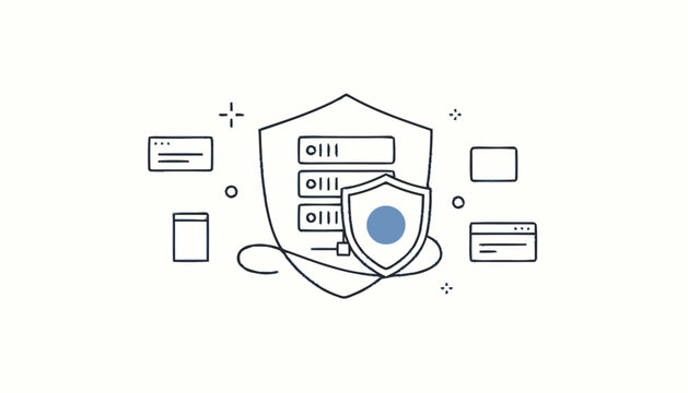 Digital Data Security Shield Protecting Information and Online Privacy.