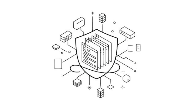 Digital Data Security Shield Protecting Sensitive Information and Documents.