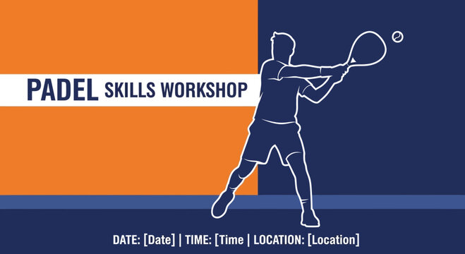 Padel Skills Workshop Announcement Graphic With Silhouette Player