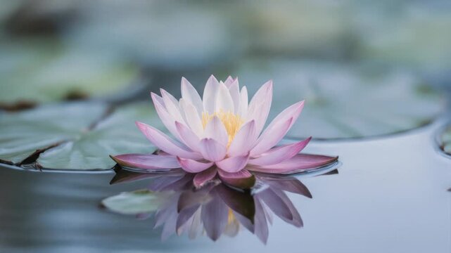 Beautiful pink water lily flower blooming.