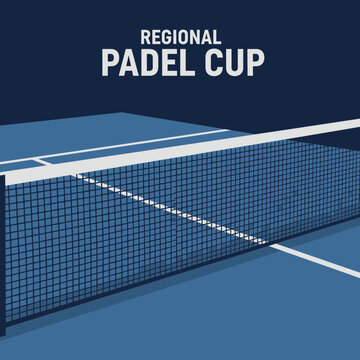 Professional Padel Tournament Illustration Displaying Court, Net, and Championship Concept, Dark