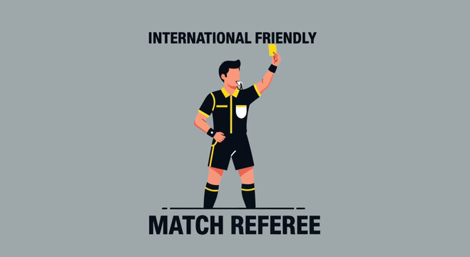 Referee Signals Yellow Card During International Friendly Football Match Event