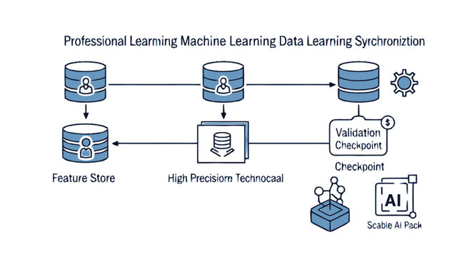 Data Synchronization and Machine Learning Process Illustrated in Diagram.