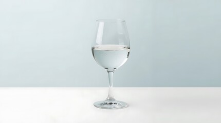 Fototapeta premium Elegant Wine Glass Filled with Refreshing Water on Table.
