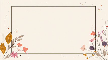 Fototapeta premium Floral Frame Border With Colorful Flowers For Invitation Cards