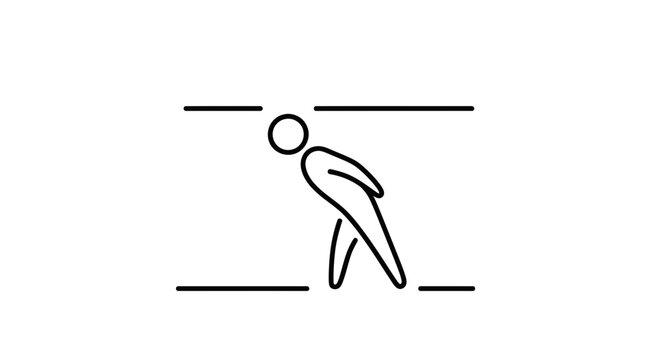 Abstract Person Navigating Tight Space Between Lines, Minimalist Concept Art