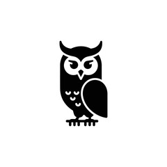 Obraz premium Minimalist Black Owl Icon with Bold Silhouette Design