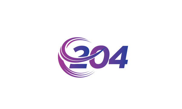 204 Number Logo Design with Purple Gradient Swirl Circle