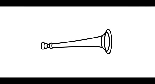 Simple Line Drawing of a Trumpet on White Background