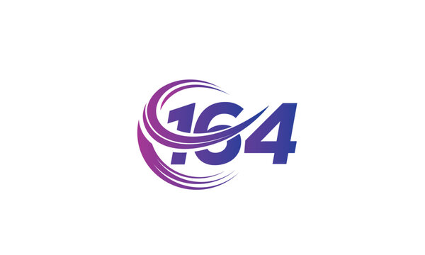 164 Number Logo Design with Purple Gradient Swirl Circle