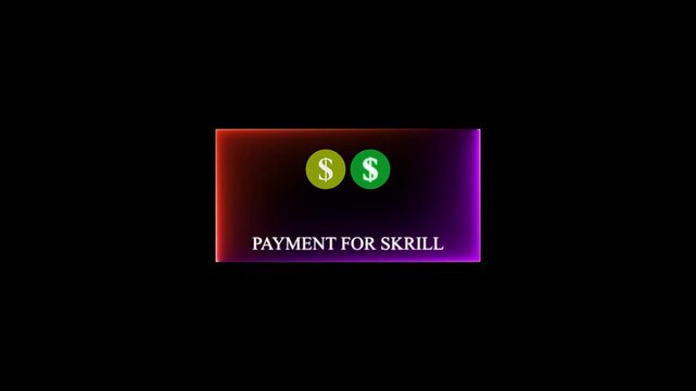 Neon digital payment interface with skrill glowing in dark tech background