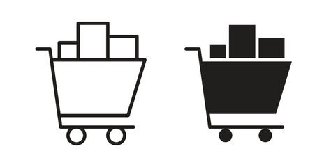 Full cart icon design line and solid vector pack on white background © No