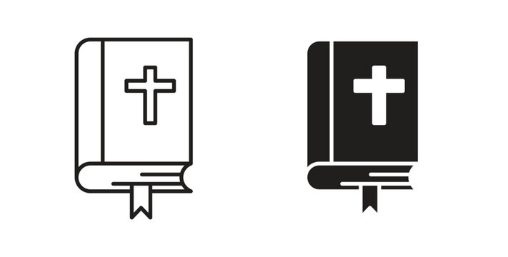 Bible icon design line and solid vector pack on white background