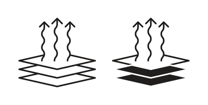 Breathable icon design line and solid vector pack on white background