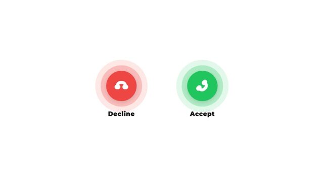 Decision buttons for accept or decline