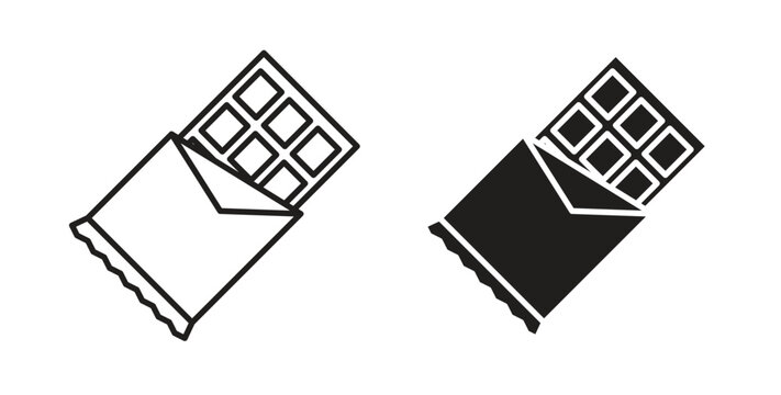 Chocolate icon design line and solid vector pack on white background