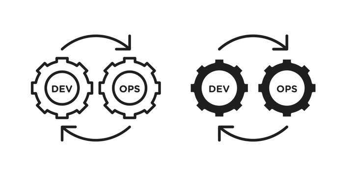 Dev ops icon design line and solid vector pack on white background