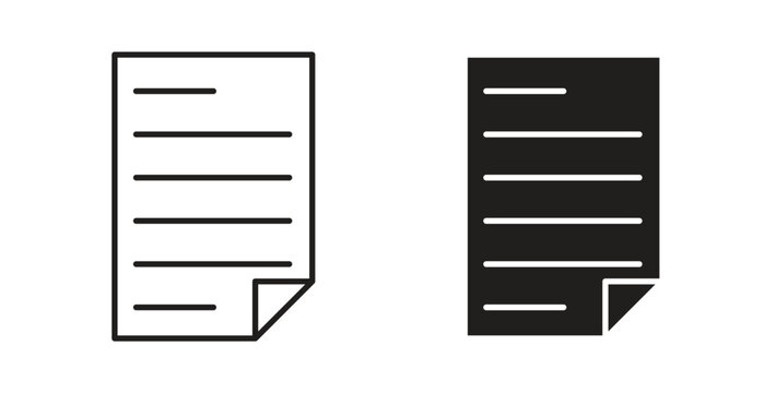 Documents icon design line and solid vector pack on white background