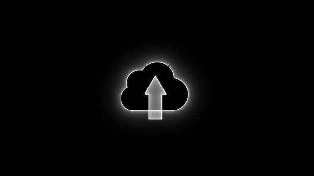 Cloud Upload with Glowing Outline on Black Background Data Storage and Transfer Concept file transfer