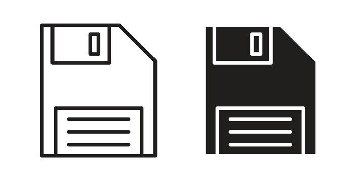 Floppy disk icon design line and solid vector pack on white background
