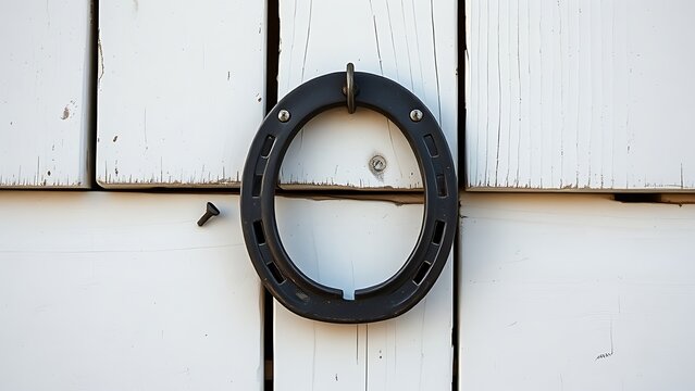 criminalizing. A single faded horseshoe on weathered barn siding, peeling paint, soft natural light, symbolic of past labor. safety posters.