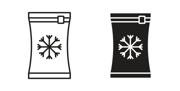 Frozen food bag icon design line and solid vector pack on white background