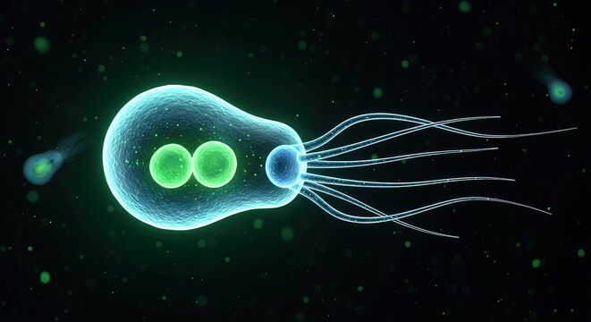 Microscopic view of a protozoan organism.