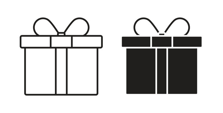 Gift box icon design line and solid vector pack on white background