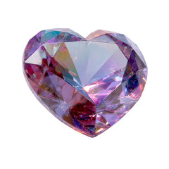 Fototapeta premium Multicolor faceted heart shaped gemstone isolated on white background luxury jewelry concept