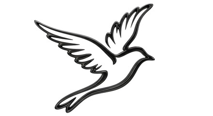 Obraz premium Black and white bird in flight with outstretched wings on plain background