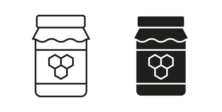 Honey jar icon design line and solid vector pack on white background